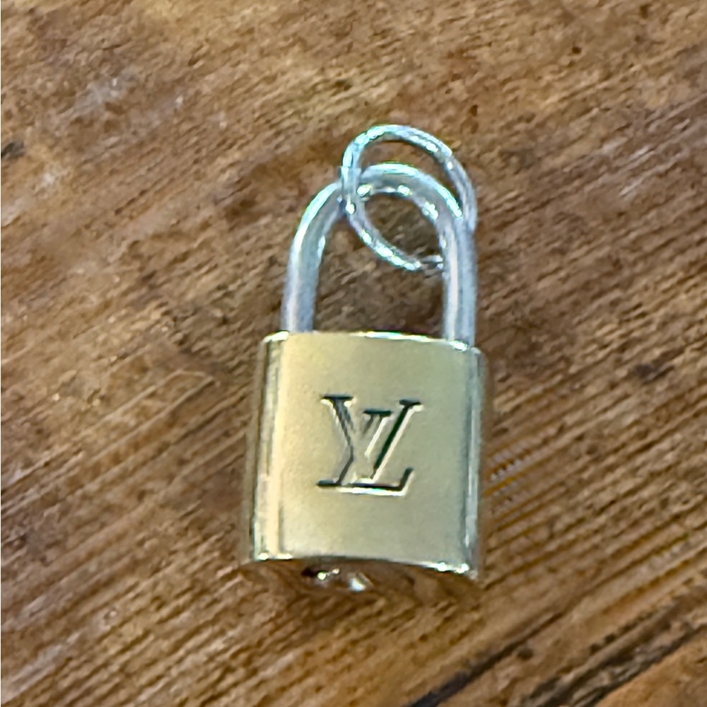 Louis Vuitton Lock‎ Sterling & Brass Padlock Charm Pendant #305  Original